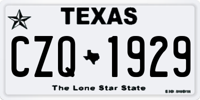 TX license plate CZQ1929