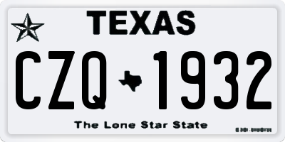 TX license plate CZQ1932