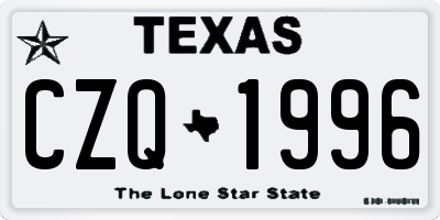 TX license plate CZQ1996