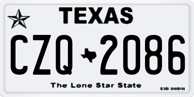 TX license plate CZQ2086