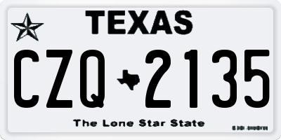 TX license plate CZQ2135