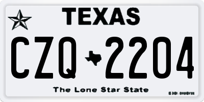 TX license plate CZQ2204