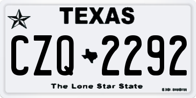 TX license plate CZQ2292
