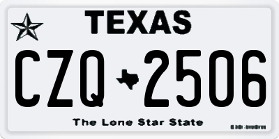 TX license plate CZQ2506