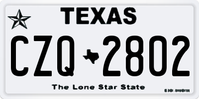 TX license plate CZQ2802