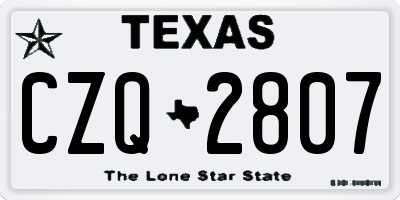 TX license plate CZQ2807