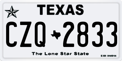 TX license plate CZQ2833