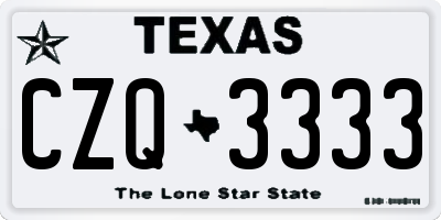 TX license plate CZQ3333