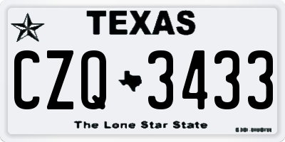 TX license plate CZQ3433