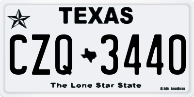 TX license plate CZQ3440