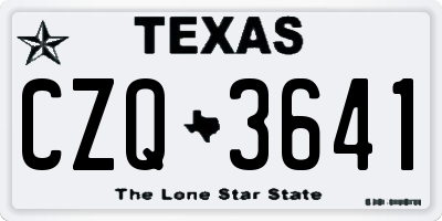 TX license plate CZQ3641