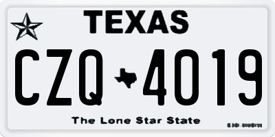 TX license plate CZQ4019