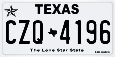 TX license plate CZQ4196