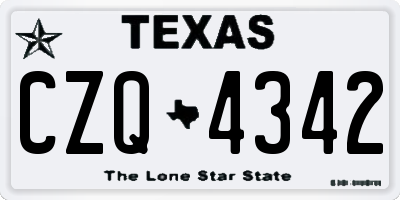 TX license plate CZQ4342