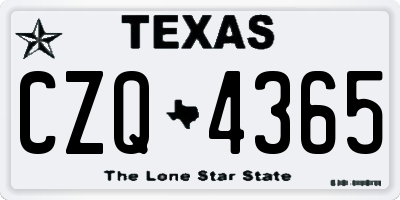 TX license plate CZQ4365