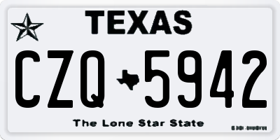 TX license plate CZQ5942