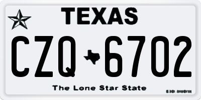 TX license plate CZQ6702