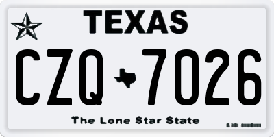 TX license plate CZQ7026