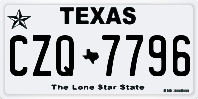 TX license plate CZQ7796