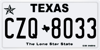 TX license plate CZQ8033