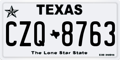 TX license plate CZQ8763