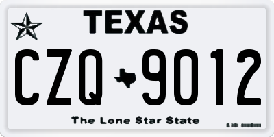 TX license plate CZQ9012