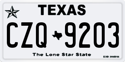 TX license plate CZQ9203