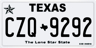 TX license plate CZQ9292
