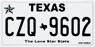 TX license plate CZQ9602