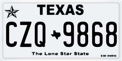 TX license plate CZQ9868