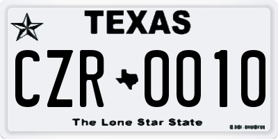 TX license plate CZR0010