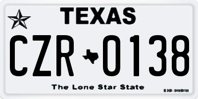 TX license plate CZR0138