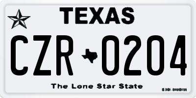 TX license plate CZR0204