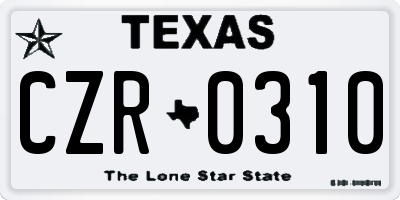 TX license plate CZR0310