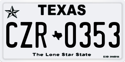 TX license plate CZR0353
