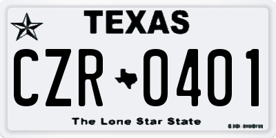 TX license plate CZR0401