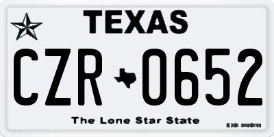 TX license plate CZR0652