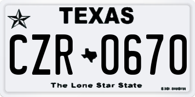 TX license plate CZR0670