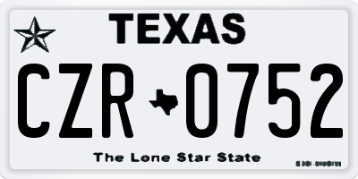 TX license plate CZR0752