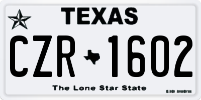 TX license plate CZR1602