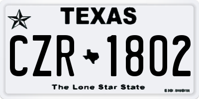 TX license plate CZR1802