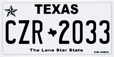 TX license plate CZR2033