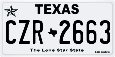 TX license plate CZR2663