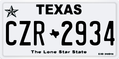 TX license plate CZR2934