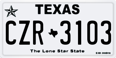 TX license plate CZR3103
