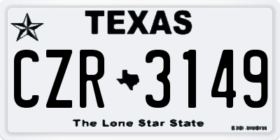 TX license plate CZR3149