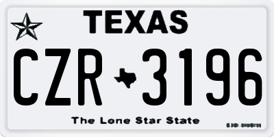 TX license plate CZR3196