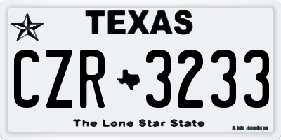 TX license plate CZR3233