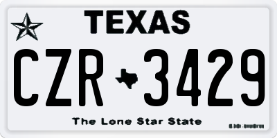 TX license plate CZR3429