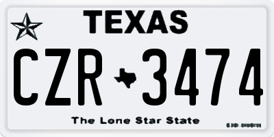 TX license plate CZR3474